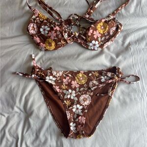 Hollister Brown and Yellow Bikini Set